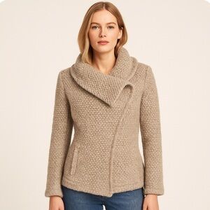 Yoana Baraschi Snap Coat Jacket Alpaca Blend Oatmeal Tan Size M